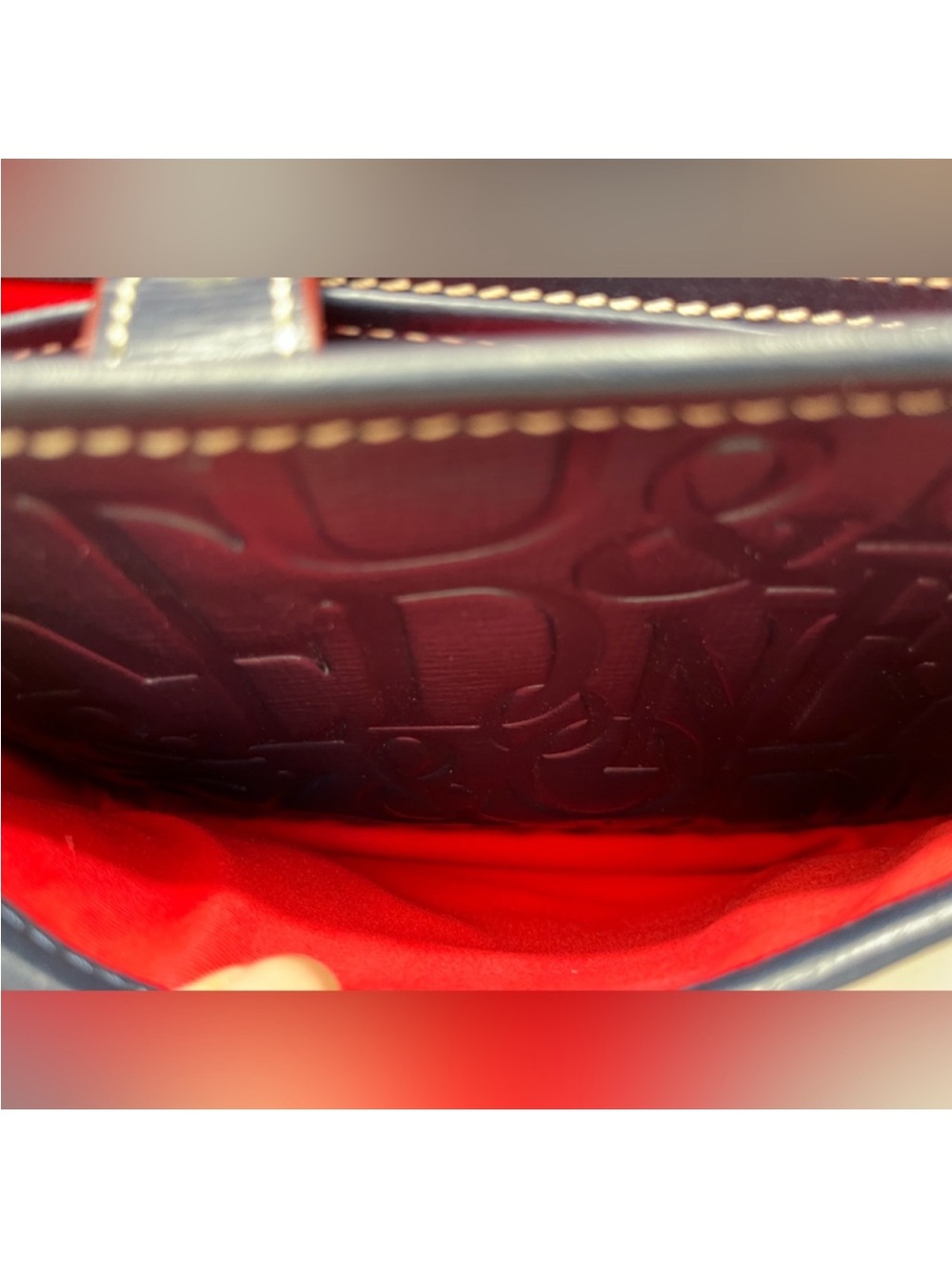 Dooney & Bourke Navy Graffica Safari Embossed Leather Buckle Crossbody - Picture 15 of 15